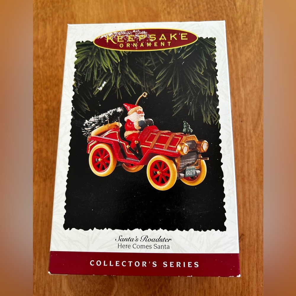 Hallmark Keepsake Santa's Roadster Santa in Red Car Ornament 1995 BNWT